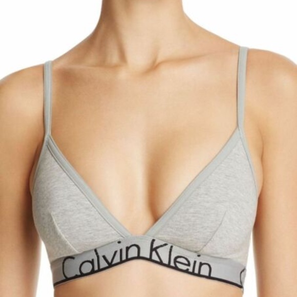 Calvin Klein Gray Heather Cotton Triangle Bralette - Picture 1 of 4